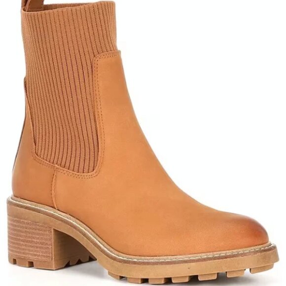 Steve Madden Shoes - Steve Madden Kiley Camel Leather Lug Booties Size 7.5